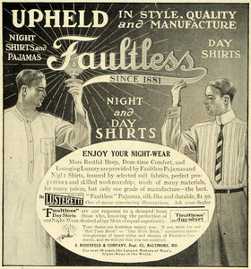 1911 Ad E Rosenfeld Upheld Faultless Pajamas Night Shirts Nightwear Men EM2