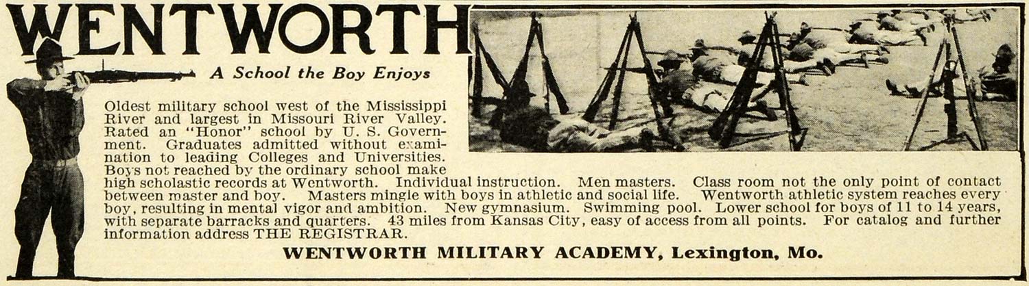 1915 Ad Wentworth Military Academy Lexington Missouri Honor Shooting Range EM2