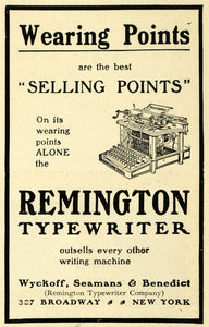 1902 Ad Wearing Points Remington Typewriter Wyckoff Seamans Benedict EM2