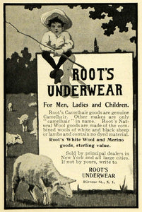 1902 Ad Roots Underwear Men Ladies Children Sheep Herder Boy Camel Hair Wool EM2