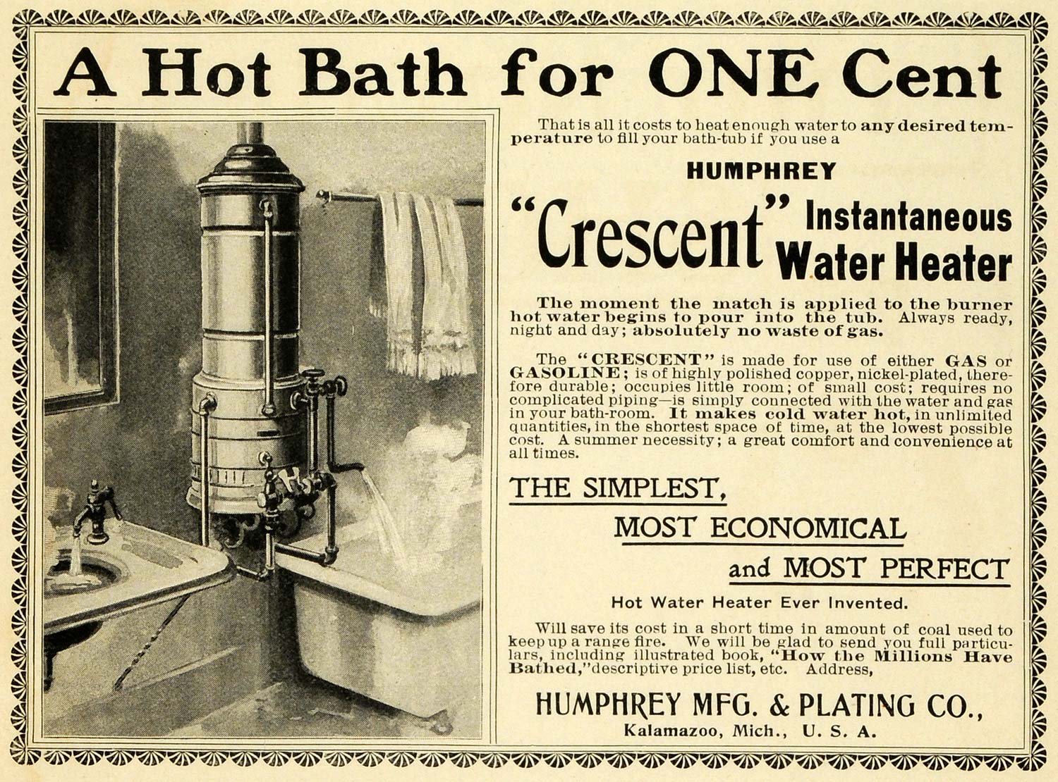 1901 Ad Humphrey Crescent Instantaneous Water Heater Tub Natural Gas EM2