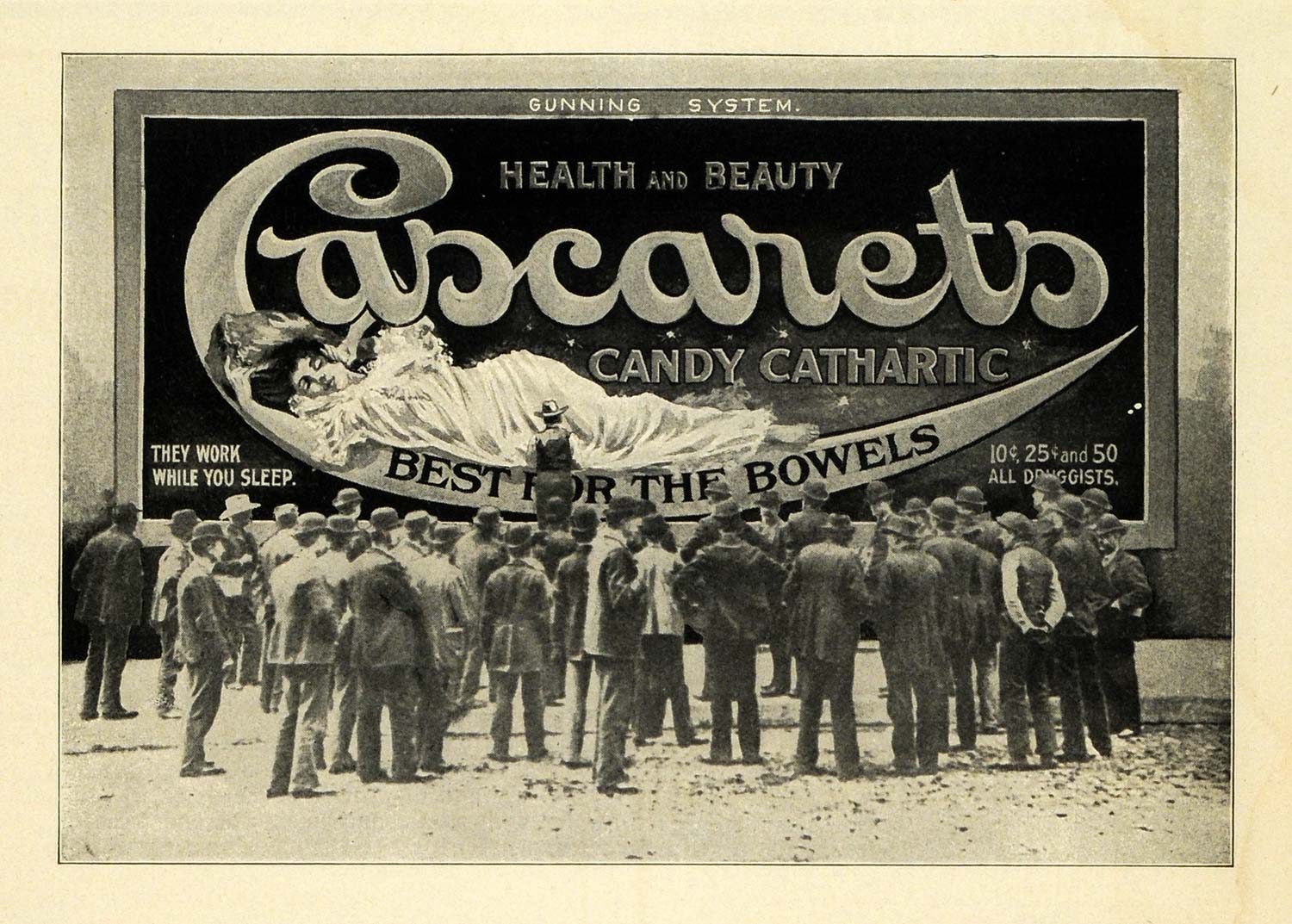 1901 Ad Cascarets Candy Cathartic Bowel System Work While Sleep Gunning EM2