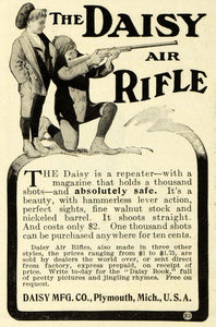 1905 Ad Daisy Air Rifle Repeater Gun Boy Toy Nickeled Barrel Walnut Stock EM2