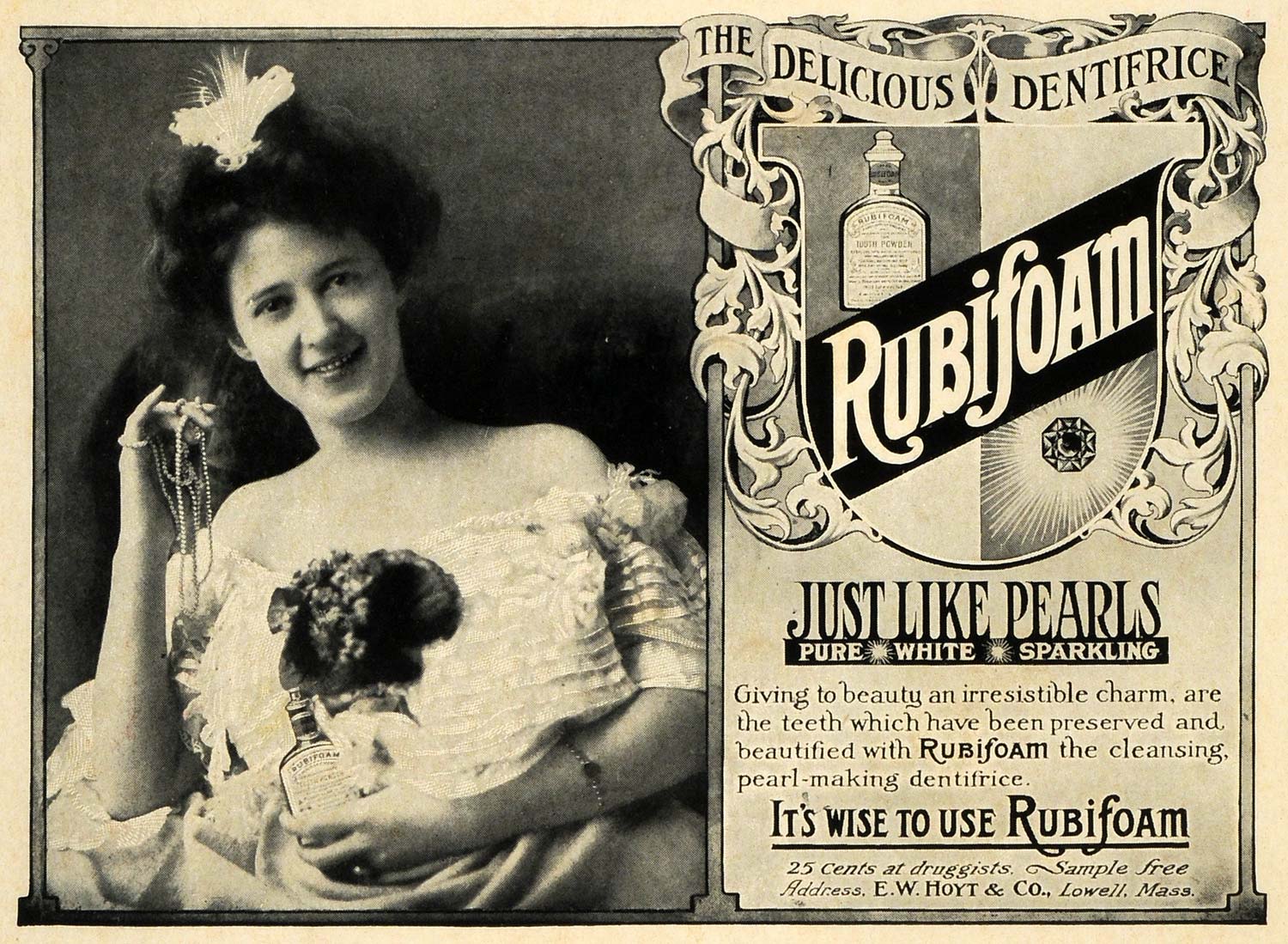1906 Ad Delicious Dentifrice Rubifoam Just Like Pearls Teeth Oral Hygiene EM2