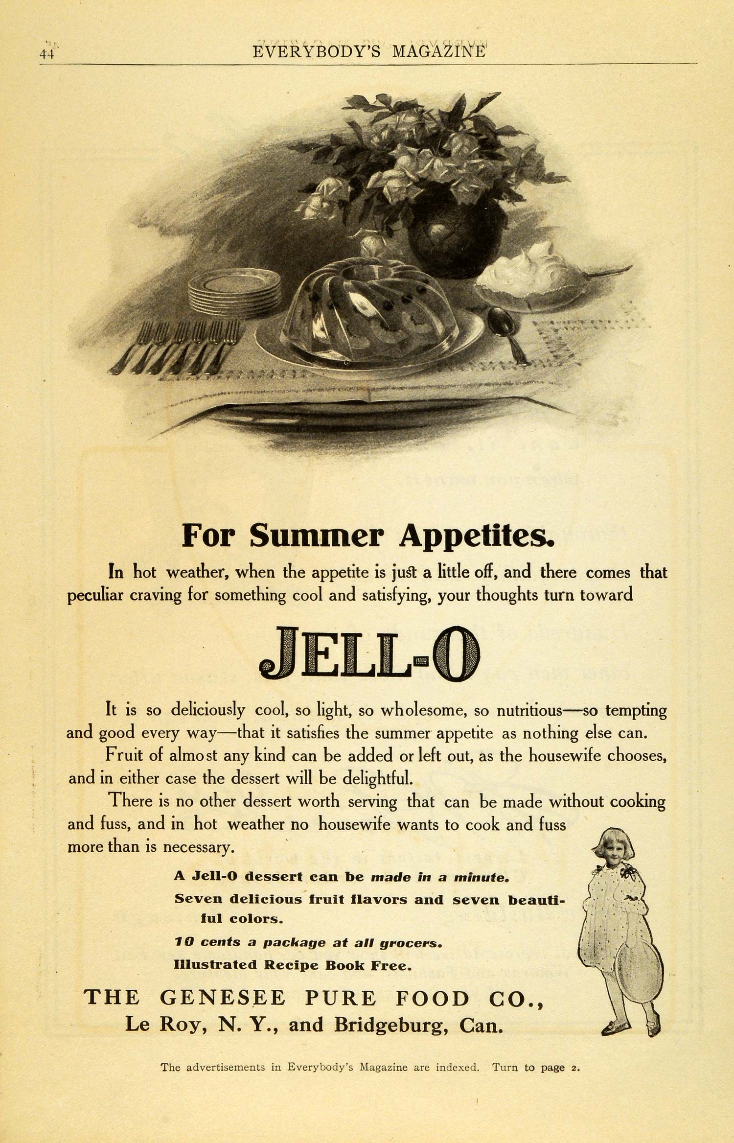 1909 Ad Genesee Pure Food Jello Mould Summer Dessert Sweets Gelatin Le Roy EM2