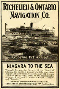 1909 Ad Richelieu Ontario Navigation Steamship Cruise Thousand Islands EM2