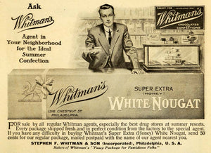 1909 Ad Stephen Whitmans Honey White Nougat Chocolates Confections Candy EM2