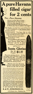 1909 Ad Santa Glorias Havana Cigars R. W. Jenkinson Smoking Tobacco EM2