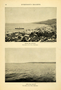 1902 Print St. Pierre Martinique France Mount Pelee Volcano Eruption EM2