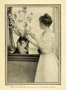 1908 Print Mabel Taliaferro Mrs. Frederic Thompson Dress Portrait Floral EM2