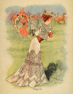 1902 Print Grand Prix Gown Horseback Riding Edwardian Fashion Fournerry Art EM2
