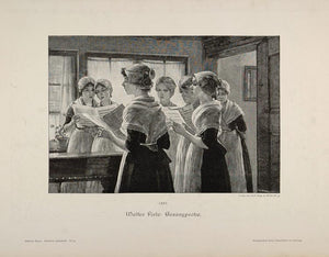 1895 Gesangprobe Girls Singing Firle German Engraving - ORIGINAL