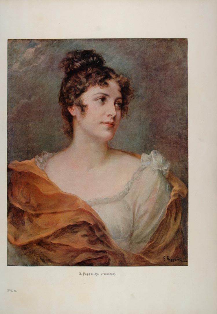 1903 Print Portrait Elegant Woman Head G. Papperitz - ORIGINAL