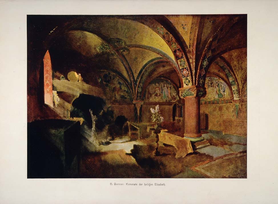 1904 Color Print Room Heiligen Holy Elisabeth O. Berner - ORIGINAL