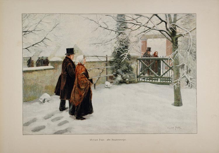 1899 Print New Years Morning Snow Neujahrsmorgen Pape - ORIGINAL