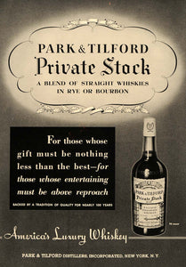 1937 Ad Park Tilford Private Stock Whiskey Bourbon Rye - ORIGINAL ESQ1