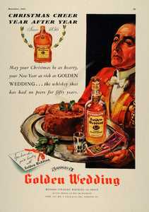 1937 Ad Golden Wedding Schenley Whisky Medal Christmas - ORIGINAL ESQ1