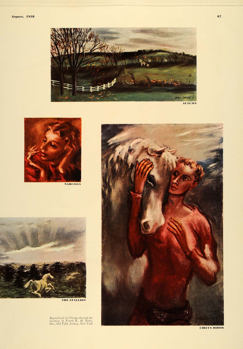 1938 Ad John Carroll Artist Paintings Horses Mythical - ORIGINAL ESQ1
