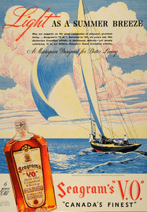 1938 Ad Seagrams V. O. Canadian Whisky Sailboat W. Cole - ORIGINAL ESQ1