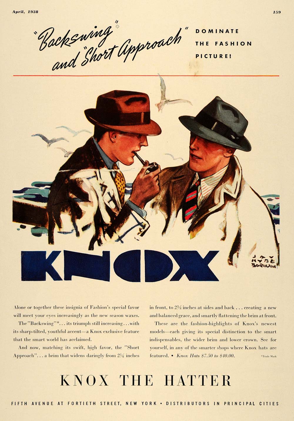 1938 Ad Knox Backswing Short Approach Hat Men's Fashion - ORIGINAL ESQ1