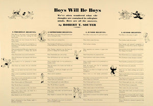 1938 Print Robert Souter Boys Will Be Boys College - ORIGINAL HISTORIC ESQ1