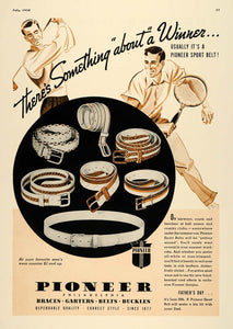 1938 Ad Pioneer Sport Belt Father's Day Tennis Golf - ORIGINAL ADVERTISING ESQ1