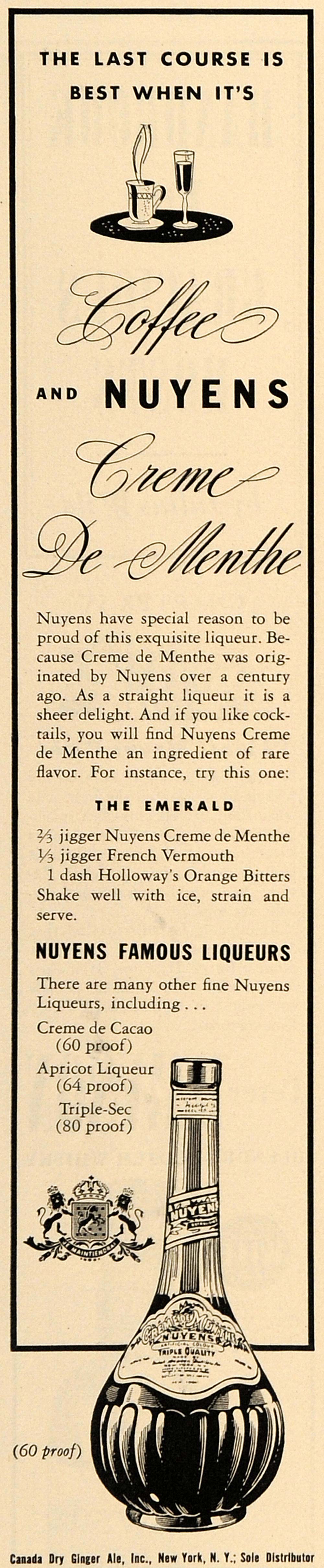 1938 Ad Canada Dry Ginger Ale Nuyens Liqueur Alcohol - ORIGINAL ADVERTISING ESQ1