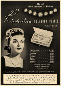 1938 Ad Richelieu Cultured Pearls Oriental Jewelry - ORIGINAL ADVERTISING ESQ1 - Period Paper
