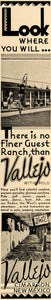 1938 Ad Vallejo Ranch Resort Rodeo Polo Swimming NM - ORIGINAL ADVERTISING ESQ1