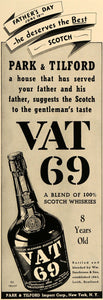 1938 Ad Park & Tilford Import Corp Vat 69 Scotch Whisky - ORIGINAL ESQ1
