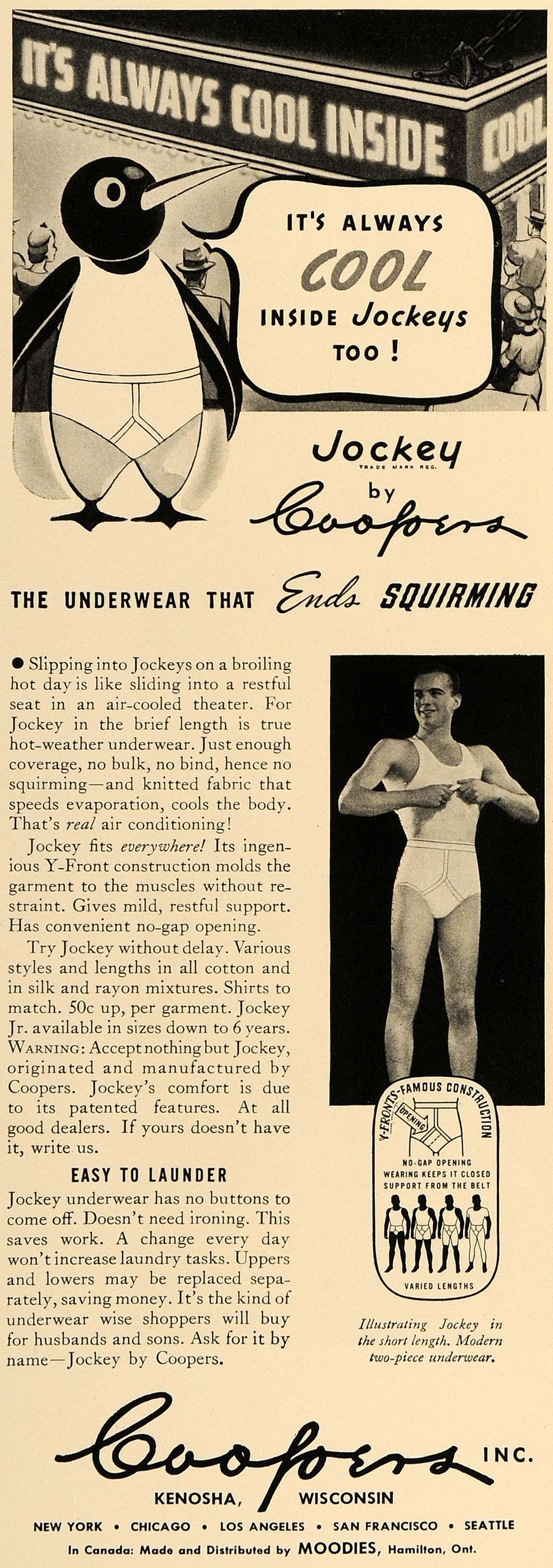 1938 Ad Coopers Inc. Jockey Men Underwear Clothing - ORIGINAL ADVERTIS –  Period Paper Historic Art LLC
