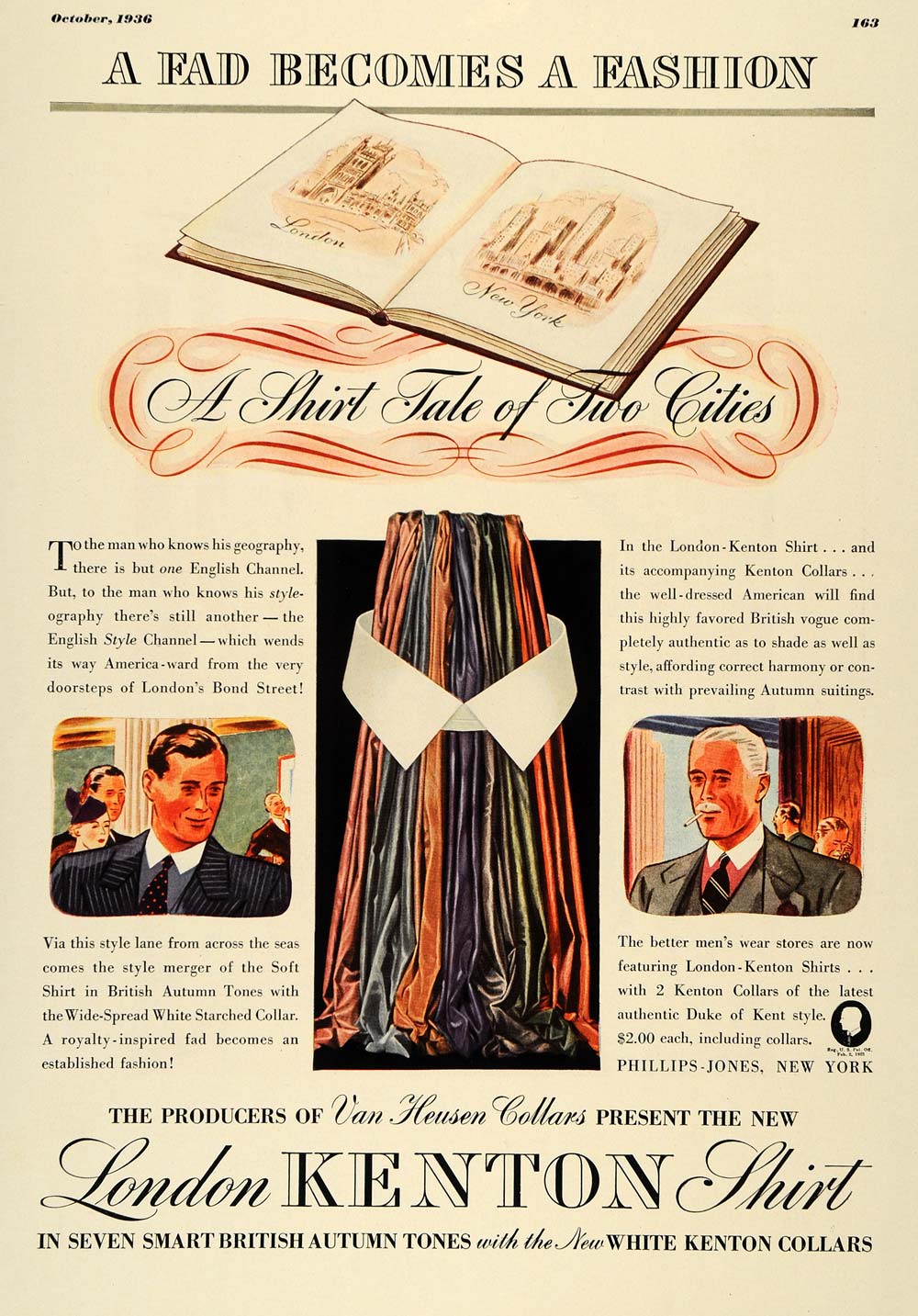 1936 Ad London Kenton Shirt Van Heusen Collars Fashion - ORIGINAL ESQ1