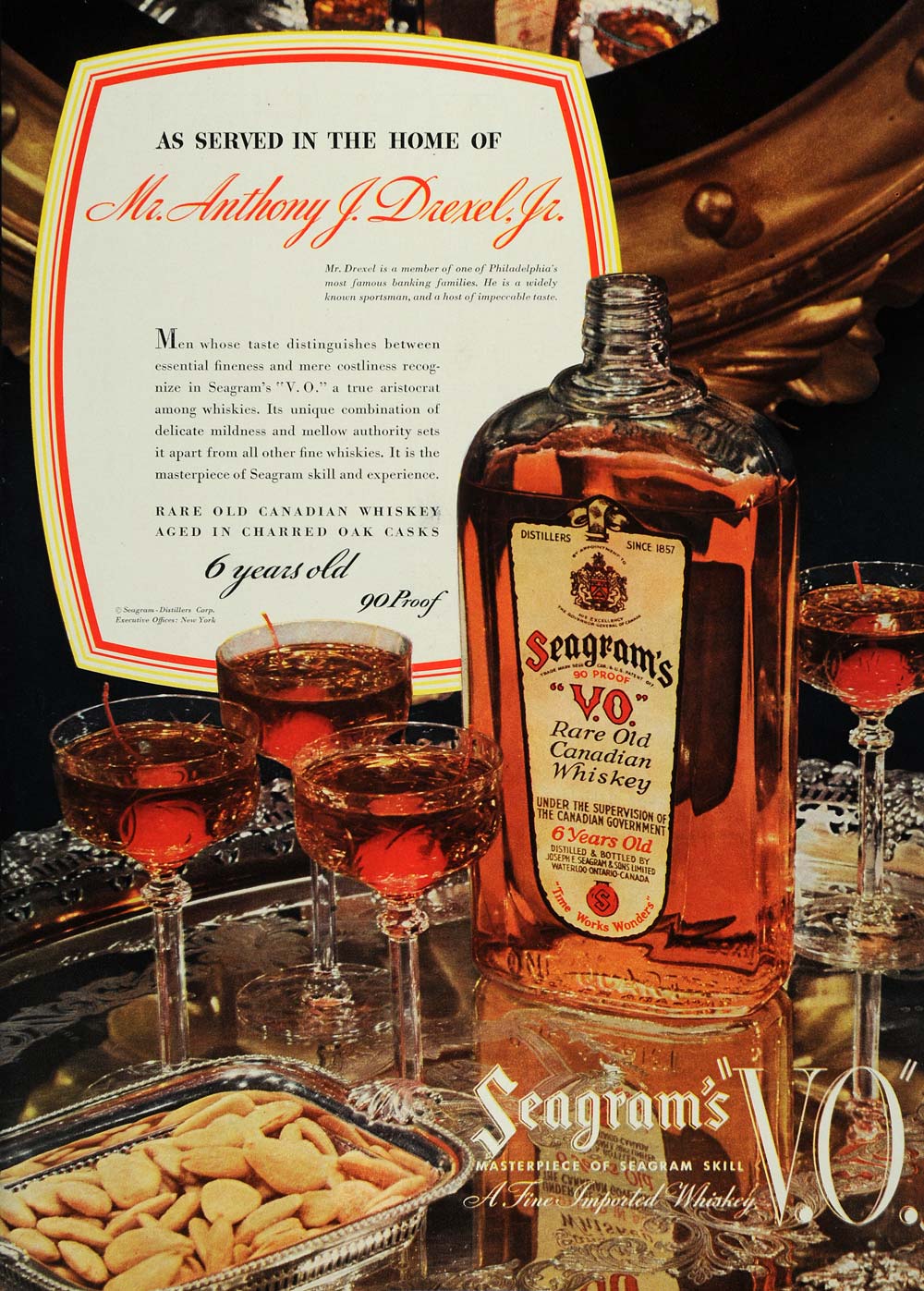 1936 Ad Seagram Old Canadian Whiskey Drexel Aged Rare - ORIGINAL ESQ1