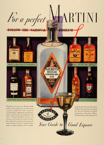 1936 Ad Gilbeys Distilled London Dry Gin Martini Rum - ORIGINAL ADVERTISING ESQ1