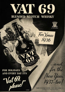 1937 Ad Vat 69 Blended Scotch Whisky Christmas Gifts - ORIGINAL ADVERTISING ESQ1