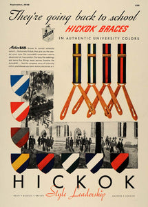 1936 Ad Hickok Braces University Colors Action Bak Belt - ORIGINAL ESQ1