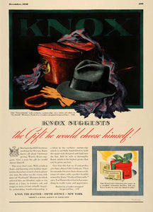 1936 Ad Knox Hatter Fifth Avenue Christmas Men's Gifts - ORIGINAL ESQ1