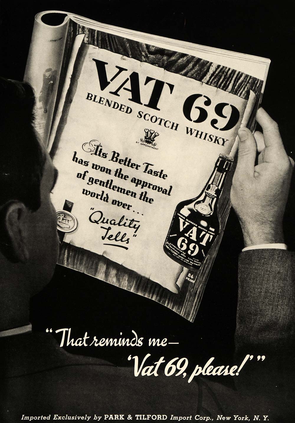 1937 Ad Park Tilford Vat 69 Scotch Whisky Magazine Page - ORIGINAL ESQ1