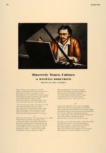 1937 Print M. Bodenheim Culture Poem Art Eric Lundgren - ORIGINAL ESQ1