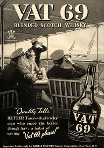 1937 Ad Park Tilford Vat 69 Scotch Whisky Sailors Ocean - ORIGINAL ESQ1