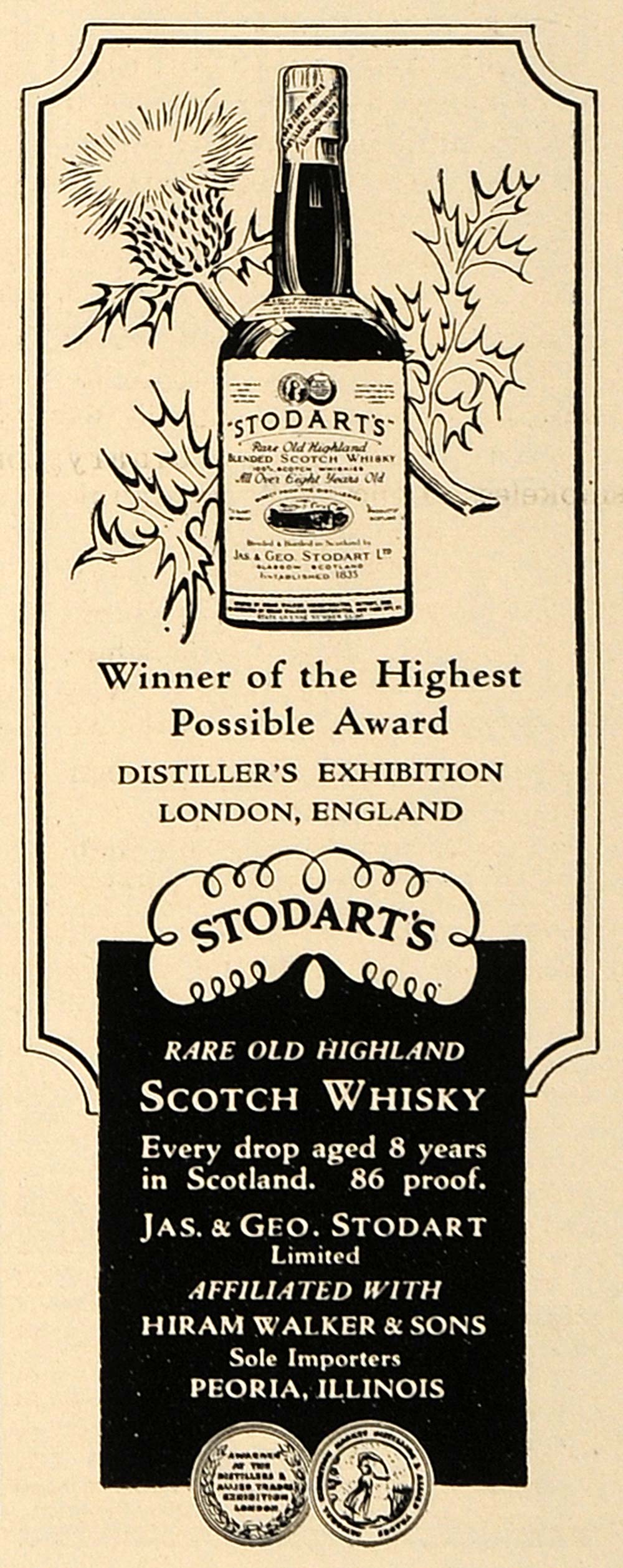 1936 Ad Jas. Geo. Stodart's Highland Scotch Whisky - ORIGINAL ADVERTISING ESQ1
