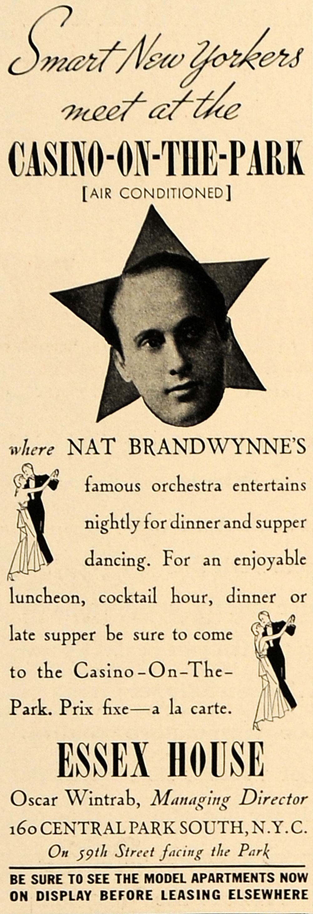 1936 Ad Casino Park Nat Brandwynnes Orchestra Essex - ORIGINAL ADVERTISING ESQ1