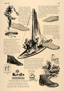 1936 Ad Keds Shoes Rubber Soles Tennis Sailing Sailboat - ORIGINAL ESQ2