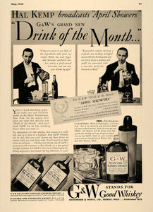 1936 Ad G & W Whiskey Gooderham Worts Hal Kemp Bartend - ORIGINAL ESQ2