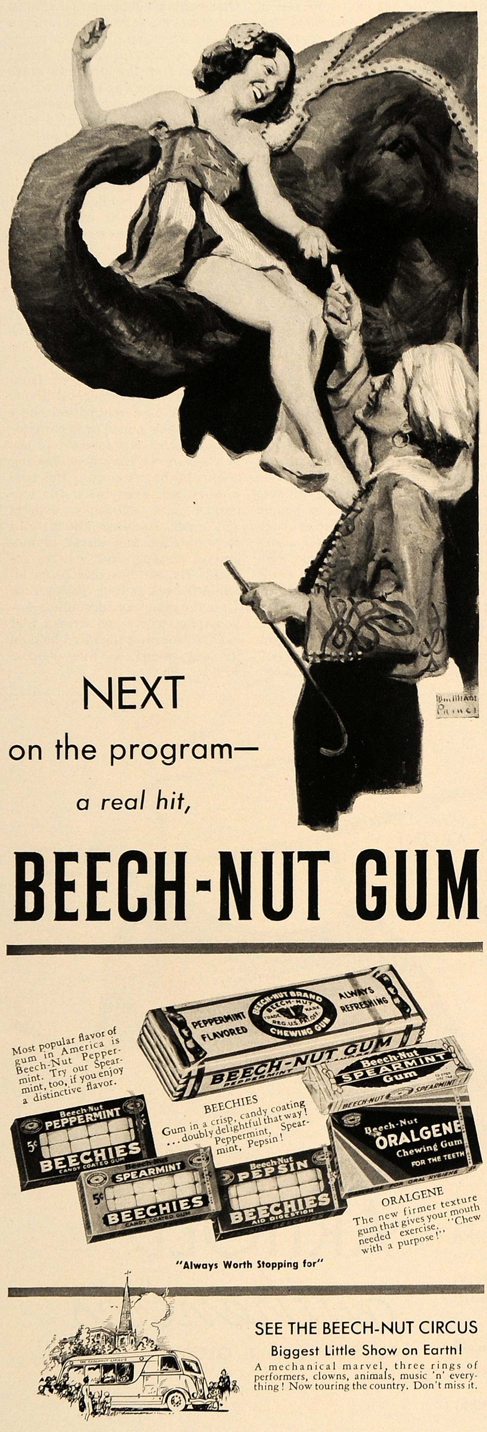 1937 Ad Elephant Prince Circus Beech-Nut Gum Beechies - ORIGINAL ESQ2