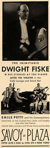 1937 Ad Dwight Fiske Emile Petti Savoy Plaza Hotel NYC - ORIGINAL ESQ2