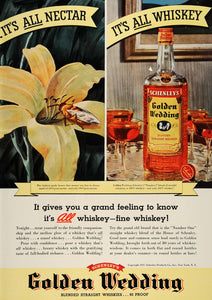 1937 Ad Schenley's Golden Wedding Whiskey Bee Flower - ORIGINAL ADVERTISING ESQ2
