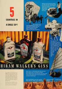 1937 Ad Hiram Walker's London Dry Sloe Cocktail Gins - ORIGINAL ADVERTISING ESQ2