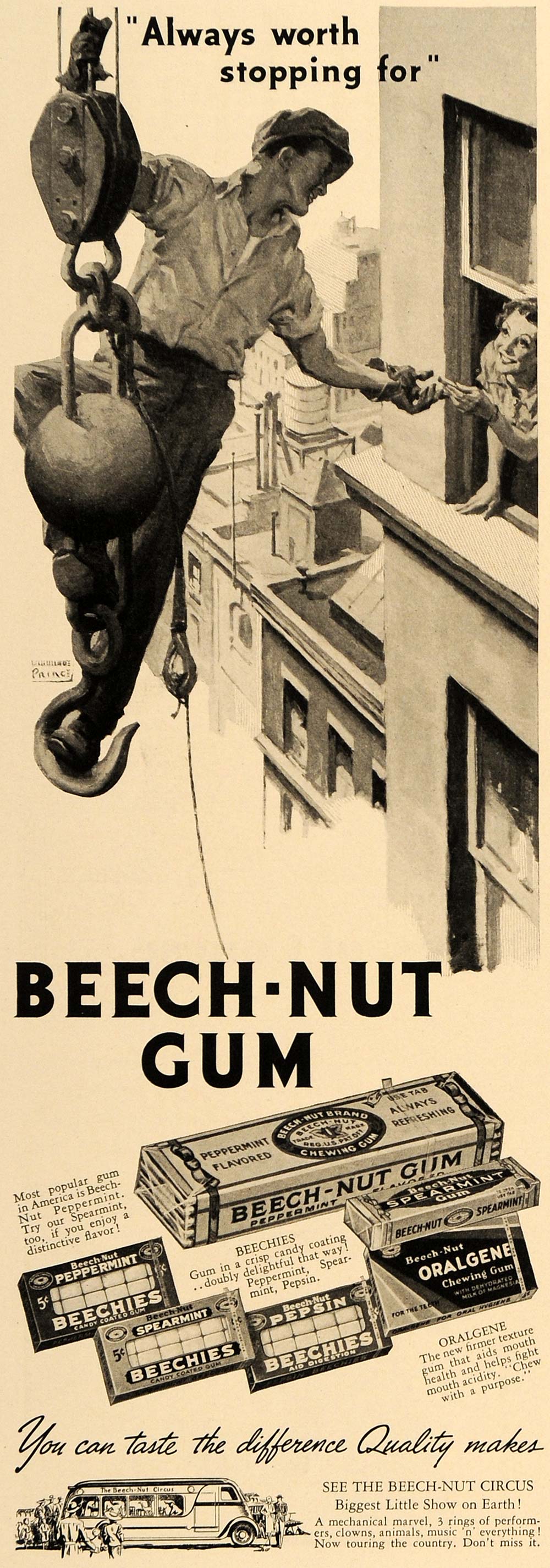 1937 Ad Beech-Nut Gum Construction William Meade Prince - ORIGINAL ESQ2