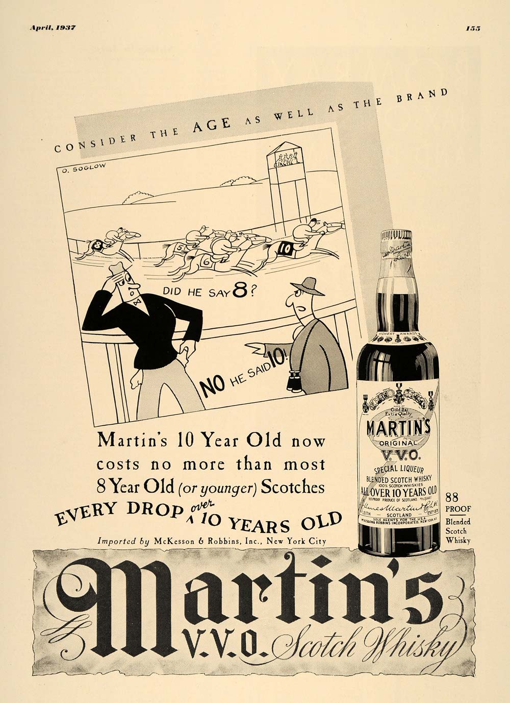 1937 Ad Horse Racing Martin's V. V. O. Scotch Whisky - ORIGINAL ADVERTISING ESQ3
